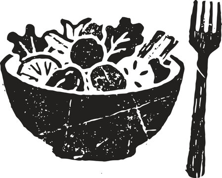Fresh vegetable salad in a bowl with fork, healthy food and clean eating concept