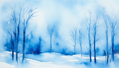 Abstract watercolor winter haze in pale blues and whites