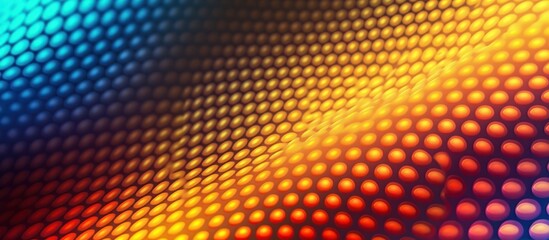 Abstract Background of Glowing Spheres in a Gradient of Blue, Yellow, and Red.