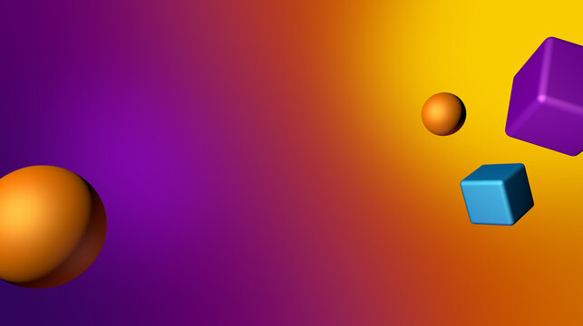 whimsical surreal 3d world with floating geometry, vibrant playful abstract fantasy background, colorful dreamy gradient banner with space for text, 3D rendering