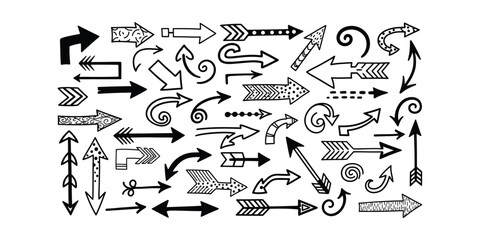 Collection of various hand drawn arrows and pointers