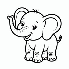 Obraz premium Playful baby elephant raising trunk isolated on white background, Vector, illustration