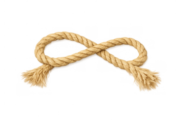 Rope forming an infinity symbol on transparent background, representing eternity, connection, and strength
