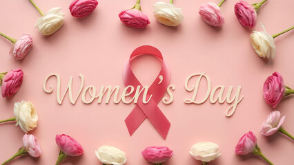 International Women's Day Pink Floral Greeting