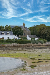 Fototapeta premium Saint-Cado in Brittany, beautiful chapel in the center of the village, on a small island 