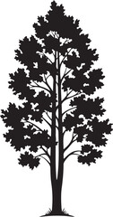 Obraz premium Black maple tree silhouette with elegant branches and distinct leaf clusters isolated on white background for seasonal autumn landscape designs and environmental conservation branding projects