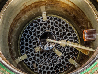 Closeup of biological treatment plant of domestic wastewater