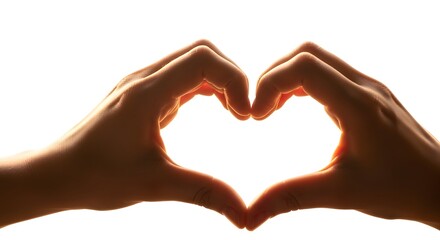 Fototapeta premium Warm light illuminates two hands crafting a tender heart shape symbol