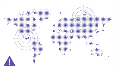 Fototapeta premium Global world map radar interface, dotted vector, technology HUD background 