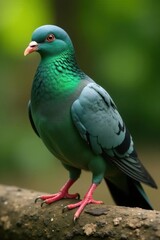 Green pigeon in natural habitat, vibrant plumage, bird, green, eye