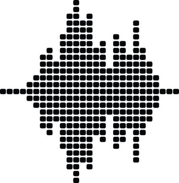 Abstract digital sound wave, pixel vector, audio visualization icon
