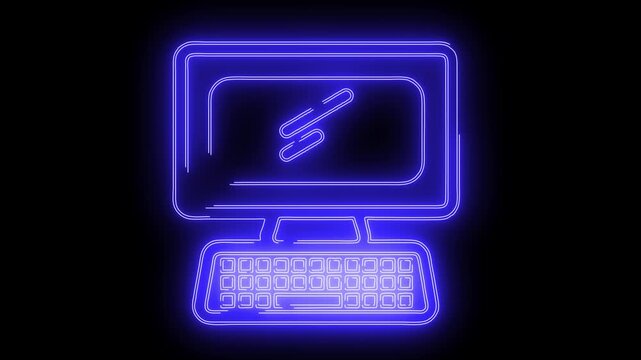Creative computer icon pack neon animation