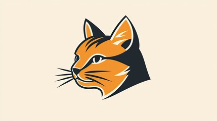 Fototapeta premium Meow treat feeding cat head illustration features a stylized head of a cat showcasing vibrant orange and black colors. Perfect for pet lovers and animal-themed projects.