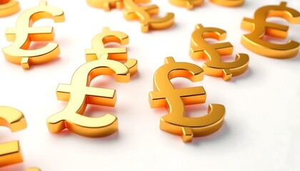 Glossy Golden Pound Signs Red Accents Various Angles