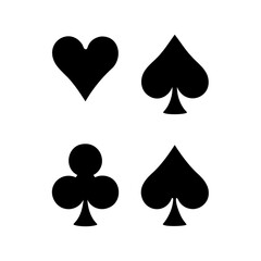 Four card suits in black and white with simple and clean design