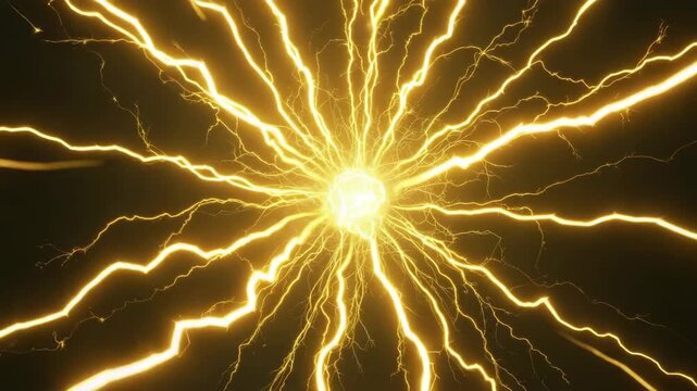 Electricity Yellow Lightning Bolts on Black Background
