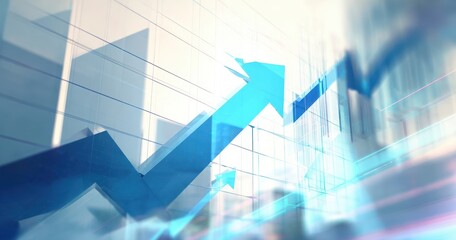 The Upward Arrow Overlaid on Futuristic Financial Graphs Showing Business Growth