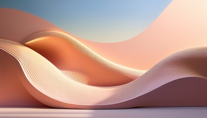 Minimalist Design With Curved Pastel Shapes And Warm Sunlight Gradient Creating A Soft And Modern Abstract Composition