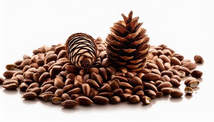 Pile Of Winged Pine Seeds And Pine Cones