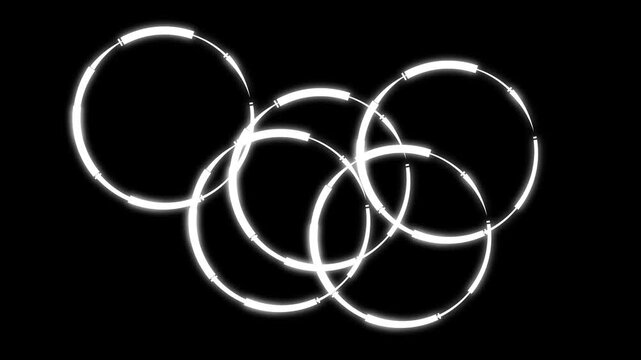 Circle burst firework animation, glowing ring explosion with sharp line blasts, abstract geometric effects, shiny vector motion graphics, festive celebration background, 4k seamless loop