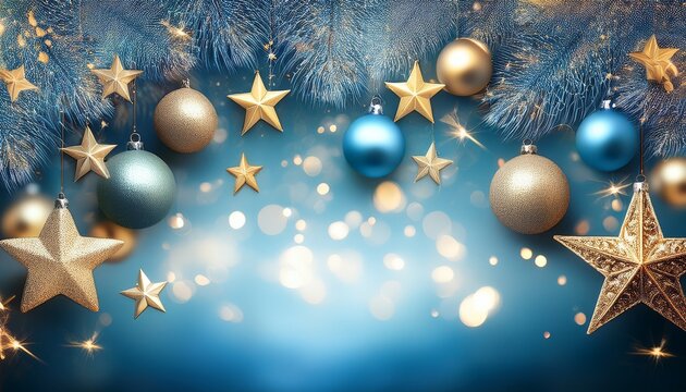 Schoner Festlicher Hintergrund Weihnachten Mit Sternen Und Christbaumkugeln