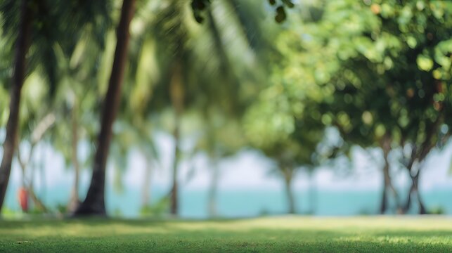 Serene tropical parkscape a vibrant beach scene evokes calm peaceful outdoor lifestyle imagery