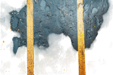 Top View Glossy Wet Road Icon for Digital Design isolated on transparent background