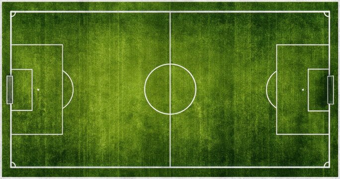 The Soccer Field Aerial View with Marked Lines and Lush Green Grass Texture