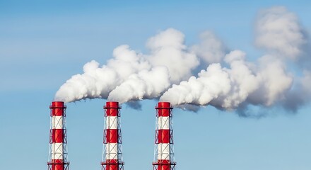 Industrial pollution from factory smokestacks