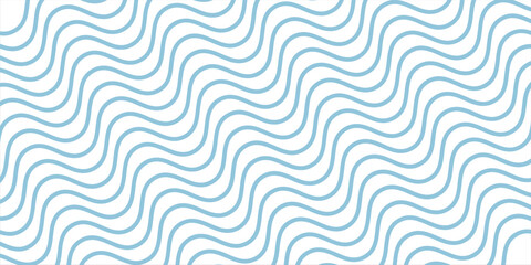 Blue and beige diagonal wavy lines seamless pattern.