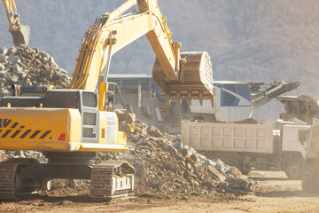 Excavator working at construction site.