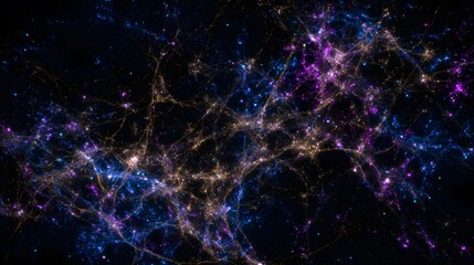 Cosmic filaments connect galaxies a vibrant abstract vision of deep space exploration and universal connection