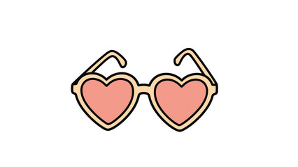 Fototapeta premium Pair of stylish pink heart shaped sunglasses with cream frames isolated on a white background for summer fashion themes.