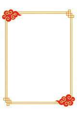 Obraz premium Traditional Chinese frame design with golden borders and red decorative elements on a clean background