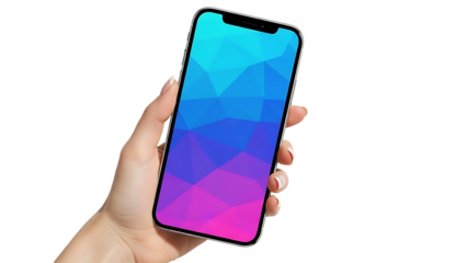 Female Hand Holding Bezel-less Smartphone Front View