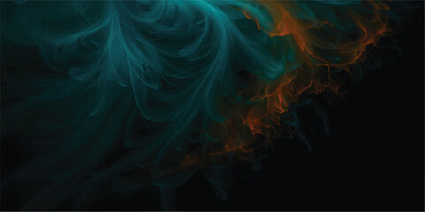 Obraz premium A dramatic and abstract background texture featuring colorful swirling fluid, thick smoke, and paint mixing in vibrant gradients of purple, teal, orange, and red, symbolizing chaos, mystery, and movem