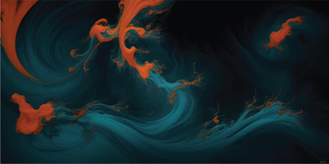 Obraz premium Abstract colorful smoke explosion with pink teal and orange hues on a dark background scene