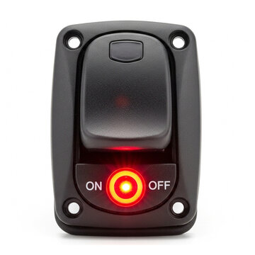 Marine Toggle Rocker Switch with Red Indicator Light &ndash; Isolated Object