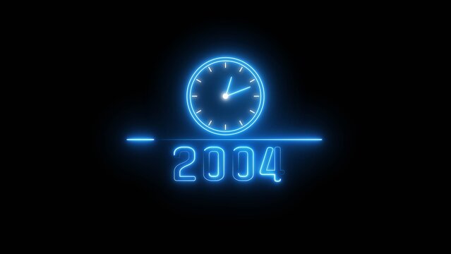   Neon clock. Neon 2004 clock icon illustration. 