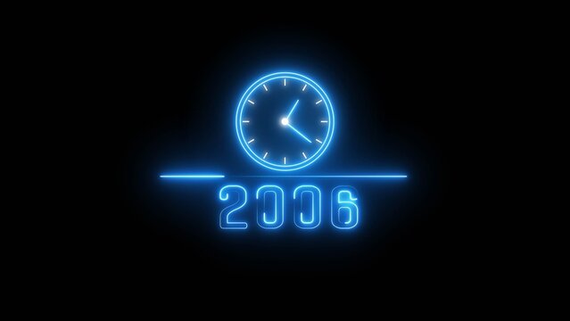   Neon clock. Neon 2006 clock icon illustration. 
