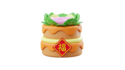 3D Cartoon Cake with Chinese Character 'Fu'