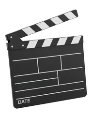 Fototapeta premium Black and white clapperboard striped prop isolated on a transparent background