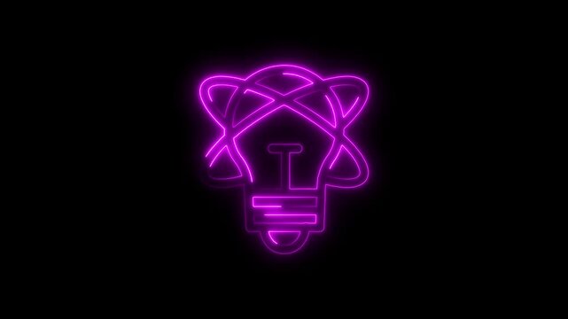 Radiant Neon Pink Light Bulb with Atomic Orbitals Symbol idea innovation