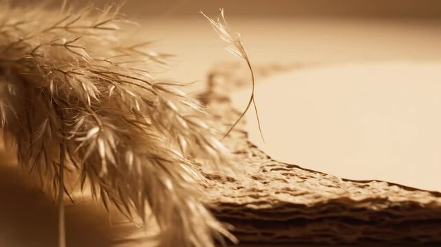 Rustic Elegance: A delicate composition, showcasing the organic beauty of dried grass, resting gently atop the textured surface of a weathered book. Capturing the interplay of light and shadow