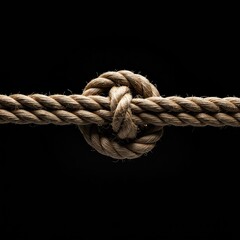 A heavy knotted rope strains tautly under immense pressure, representing a difficult and intense effort to overcome significant resistance and hardship ,overcoming ,dragging ,adversity