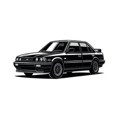Fototapeta premium Car Vector art outline contour illustration on white background.