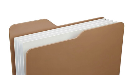 Brown file folder with white paper inserts