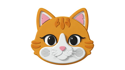 Cartoon Cat Face with Speakers