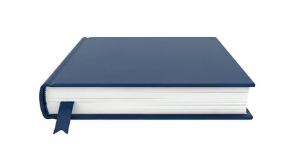 Closed Dark Blue Hardcover Book with Bookmark