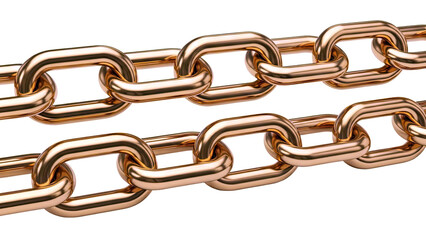 Close-up of a golden chain against a white background